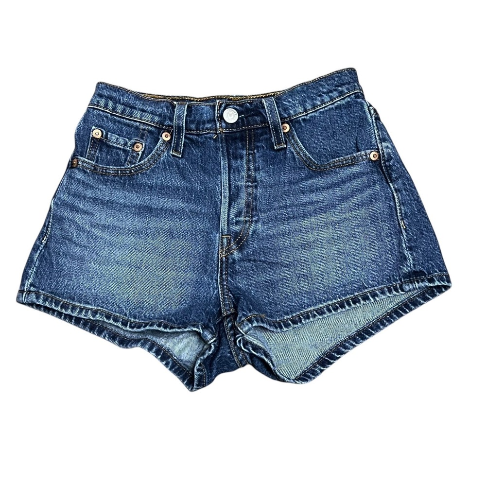 Levi's Premium 501 Original Shorts Women W23 Blue Button Fly Denim Casual Summer